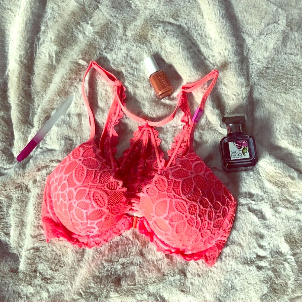 Neon Coral Date Lightly Lined Racerback Bra
